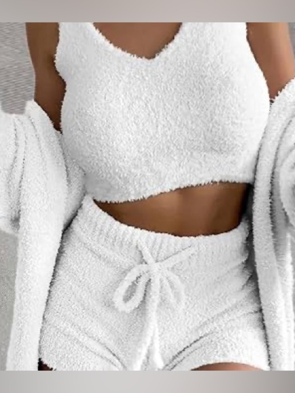 Miss Cosy Eyelash Super Soft Knit Cropped Tank Soft Lounge Tank - Size 8